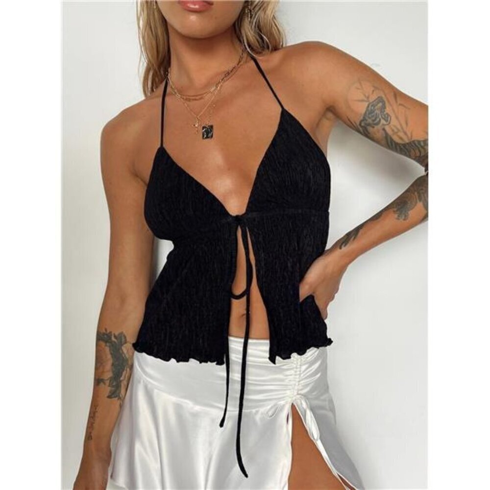 Halter Neck Cami with Tie Front Detail